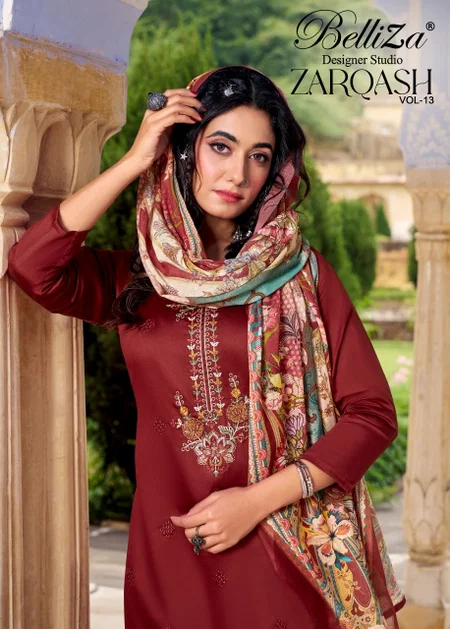Zarqash Vol 13 By Belliza Jam Embroidery Dress Material Exporters In India